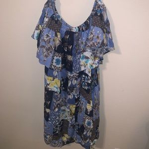 Off the shoulder blue flowery dress